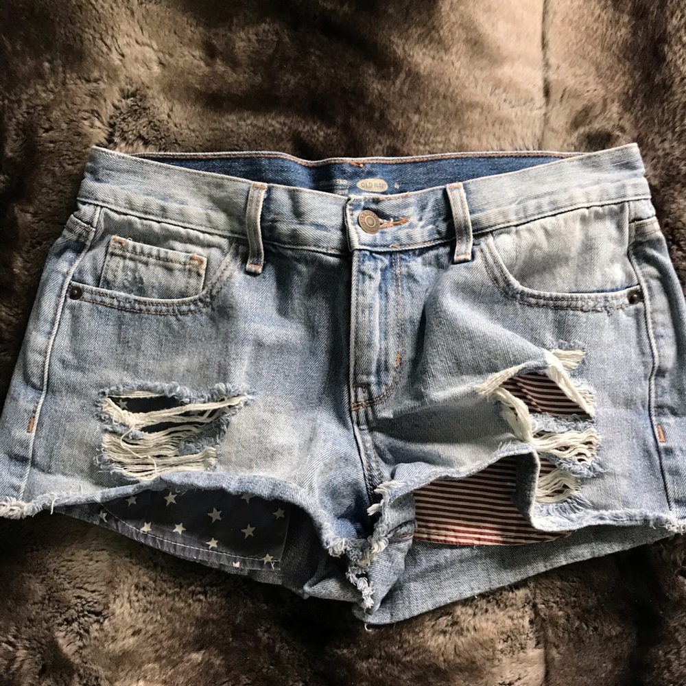 Red, White & Blue Jean Shorts